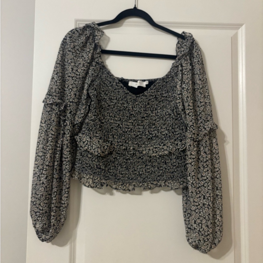 Astr Black and White Floral Blouse